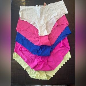 Colorful Scalloped Edge Bikini/Brief Set - Pink, Blue, White, Lime